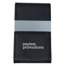 Genuine Leather Card Holder With Metal Accent Strip