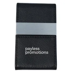 JK040 Leather Custom Business Card Holders With Metal Strip