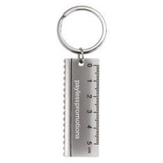 Ruler Shaped Shiny Nickel Keyring with Dual Side Branding