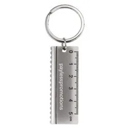 Ruler Shaped Shiny Nickel Keyring with Dual Side Branding