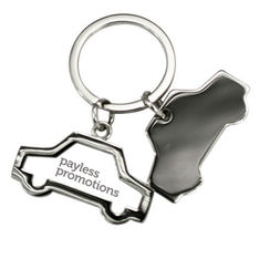 Elmo Shiny Nickel Car Shape Keyring with Branding Plate