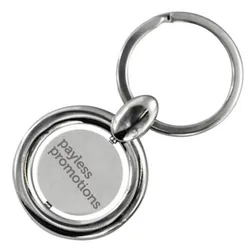 Shiny Nickel Keyrings With Rotating Spin Plate