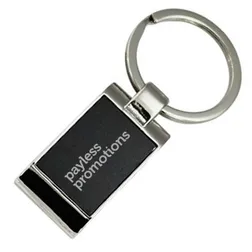 Ferguson Shiny Nickel Rectangular Keyring with Black Aluminium Plate