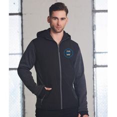 Mens Heather Bonded Coral Fleece Zip Jacket With Stretch Trim