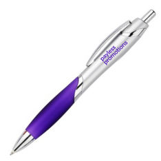 Circinus Silver Chrome Spray Barrel Ballpoint Pen with Coloured Clips