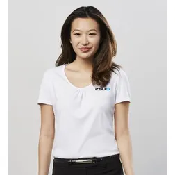 Women's Interlock Knit Short Sleeve Blouses