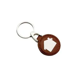 Black Leather Metal Split Ring Keyring