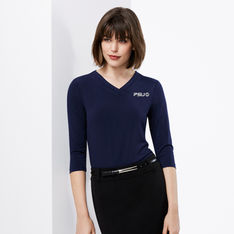 Ladies Jersey Knit 3/4 Sleeve Top With Stretch