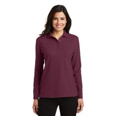 Ladies Long Sleeve Silk Touch Pique Polo