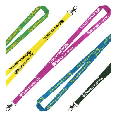 LANPOLY10 Printed 10mm Flat Polyester Lanyards With Attachment (Stock Colours)