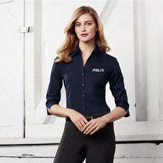 Ladies Cotton Rich Stretch 3/4 Sleeve Shirt