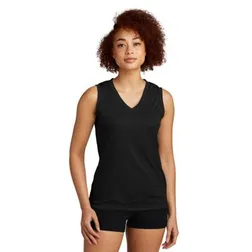 Ladies Lightweight Sleeveless Polyester Interlock Athletic Shirts With PosiCharge