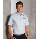 Mens Short Sleeve Self Stripe Cotton Polyester Shirt