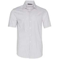 Men's Ticking Stripe Short Sleeve Shirt With Stretch