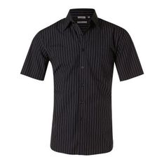 Men's Cotton Polyester Pin Stripe Short Sleeve Shirt