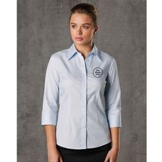 Ladies Three Quarter Sleeve Self Stripe Business Shirts
