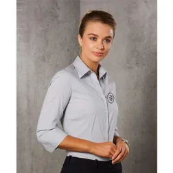 M8200Q Ladies Ticking Stripe Corporate Shirts With Stretch - Benchmark Range
