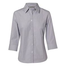 Ladies Three Quarter Sleeve Fine Stripe Shirts