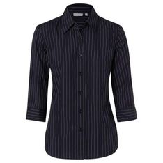 Ladies 3/4 Sleeve Pin Stripe Business Shirt