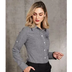 M8300L Ladies Gingham Check Long Sleeve Button-Up Shirts