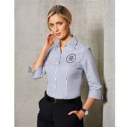 M8310Q Ladies CVC Yarn Dyed Stripe Corporate Shirts - Benchmark Range