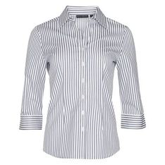Women's CVC Yarn Dyed Stripe 3/4 Sleeve Shirt