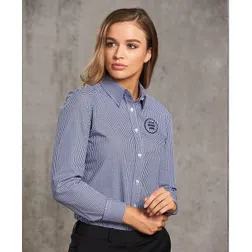 M8320L Ladies Two Tone Gingham Button-Up Shirts
