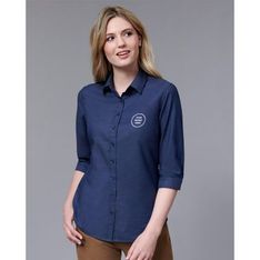 Ladies Pin Dot Jacquard Stretch Work Shirt