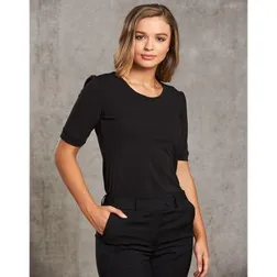 Ladies Scoop Neck Polyester Jersey Knit T-Top