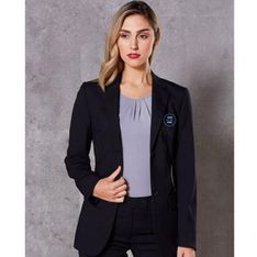 Women's Wool Blend Stretch Two Button Jacket