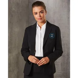 M9208 Ladies Poly/Viscose Stripe Single Button Cropped Suit Jackets