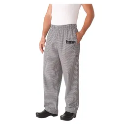 NBCP Unisex Small Check Baggy Logo Chefs Pants