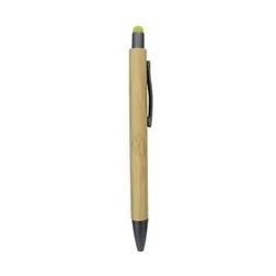 Bamboo Ballpoint Stylus Pen with Coloured Nib