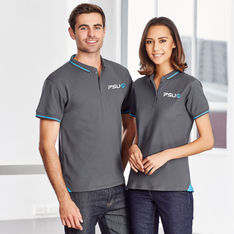 Mens Pique Knit Short Sleeve Contrast Trim Polo