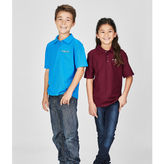 Kids Crew Neck Pique Polo Short Sleeve Cotton Polyester Blend