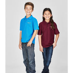 Kids Crew Neck Pique Polo Short Sleeve Cotton Polyester Blend