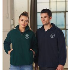 Unisex Half Zip Anti Pill Fleece Pullover