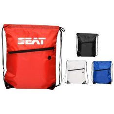 Nylon Tech Backsack With Front Zipper Pocket