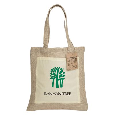 RB301 Reforest Logo Jute Bags With Front Pocket - (30cm x 33cm)