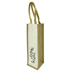 Jute Single Bottle Wine Bag With Branding Space