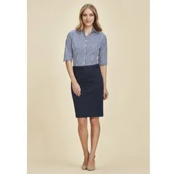 Ladies Mid Waist Stretch Cotton Chino Skirt