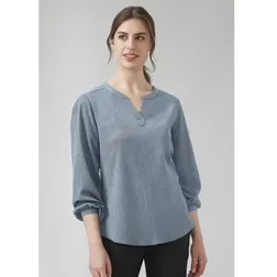 Ladies Easy Fit Textured Stretch Knit Ruche Blouses