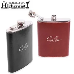 S-201 Inverness Printed Hip Flasks With Wrapped Faux Leather - 235ml