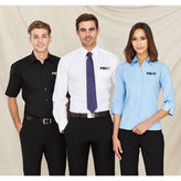 Base Womens Three Quarter Sleeve Poplin Cotton Shirt