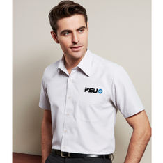 Ambassador Yarn Dyed Stripe Short Sleeve Mens Shirt