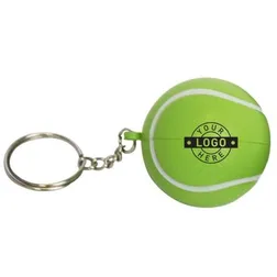 S34 Tennis Ball Keyring Green Printed Sports Stress Balls