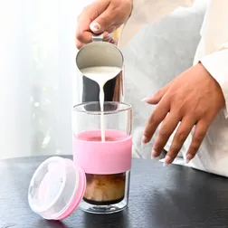 Oakleigh Double Wall Borosilicate Glass Coffee Mug with Silicone Grip