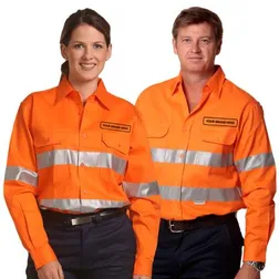 SW52 Cotton Drill Long Sleeve Branded Work Wear Shirts With 3M Reflective Tape