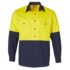 190gsm Cotton Drill Long Sleeve Hi Vis Safety Shirts
