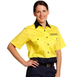 SW63 Ladies Cotton Short Sleeve Embroidered Work Shirts